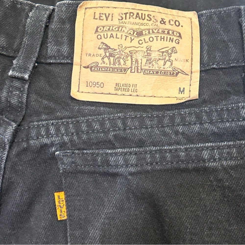 Vintage 90s Levis 950 Womens Black Jeans Relaxed Fit Orange Tab Tapered Leg SZ 9 - Picture 3 of 7